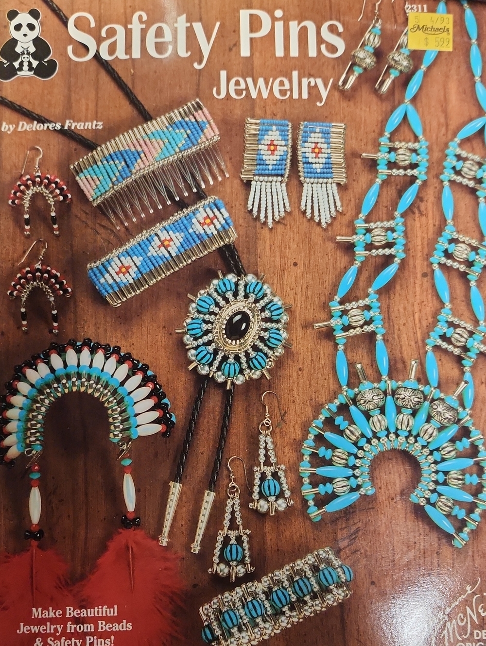 Safety Pins Jewelry Book - Crafting Guide with Turquoise Accents